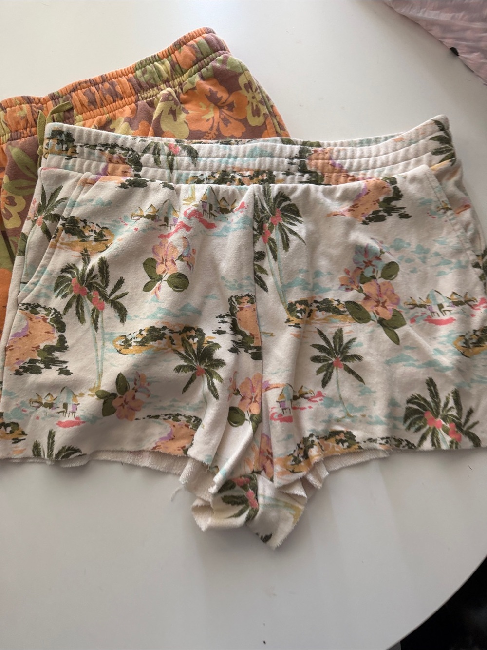 LC Lauren Conrad Tropical Print Lounge Shorts - Peach & Cream - Picture 3 of 8